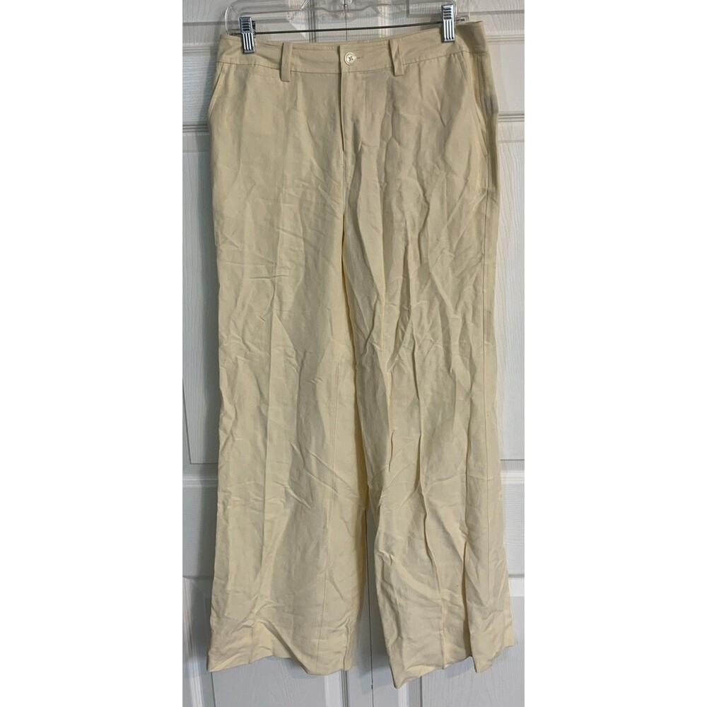 Vintage Lauren Ralph Lauren Wide Leg Silk Linen Cream Trousers Pants 4